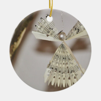 Sheet Music Notes Christmas Angel Pearl Ceramic Ornament