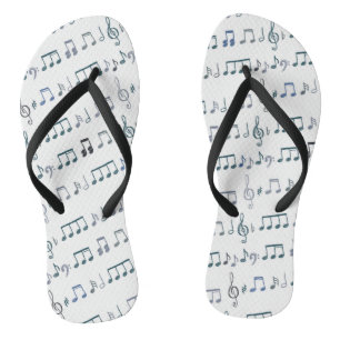 Sheet music notes doodle drawing design flip flops