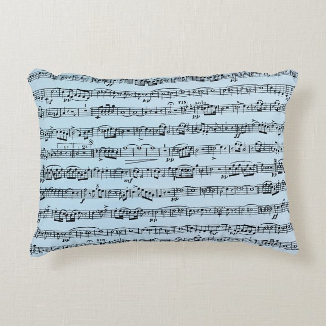 Sheet Music On Blue Accent Pillow (Front)