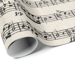 Sheet Music On Burlap Wrapping Paper