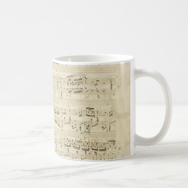 Sheet Music on Parchment Handwritten in Ink Coffee Mug (Right)