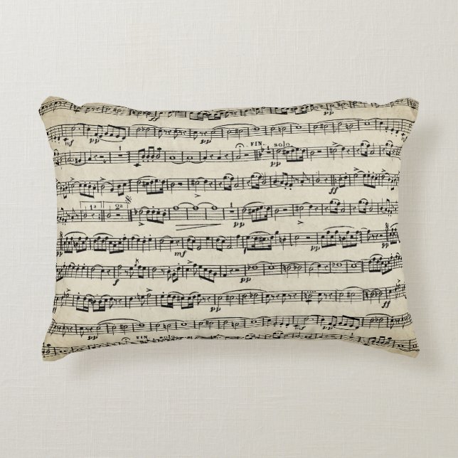 Sheet Music On Vintage Paper Accent Pillow (Front)