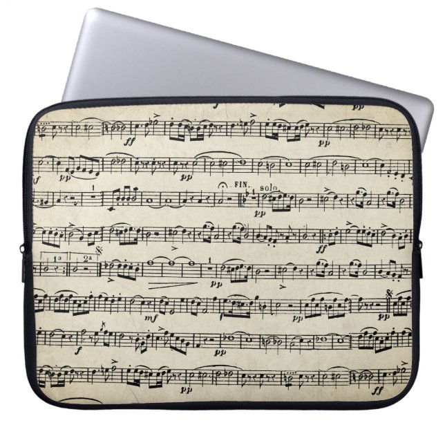 Sheet Music On Vintage Paper Laptop Sleeve (Front)