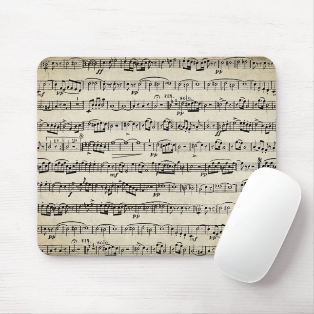 Sheet Music On Vintage Paper Mouse Pad (With Mouse)
