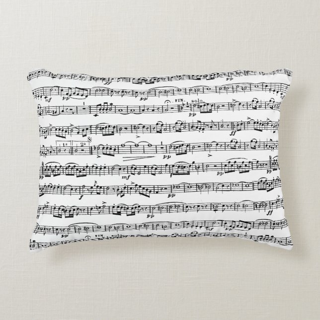 Sheet Music On White Accent Pillow (Front)