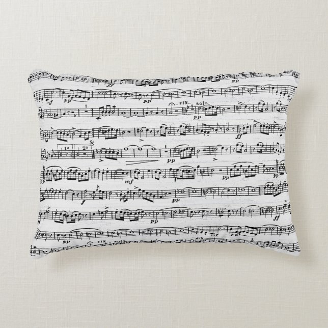 Sheet Music On Whitewashed Wood Accent Pillow (Front)