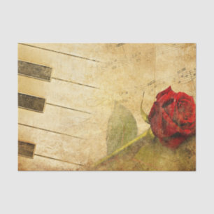 Sheet Music, Piano Keys, & Rose Tissue Paper