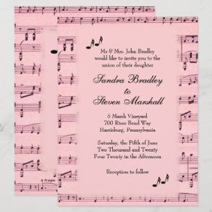 Sheet Music Pink Wedding Invitation