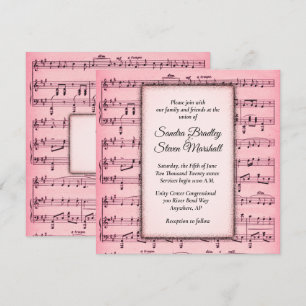 Sheet Music Pink Wedding Invitation