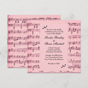 Sheet Music Pink Wedding Invitation