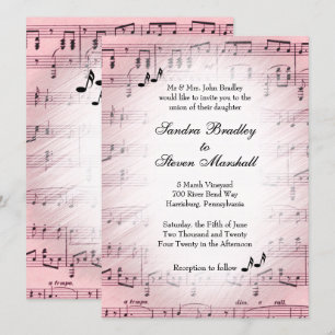 Sheet Music Pink Wedding Invitation 2