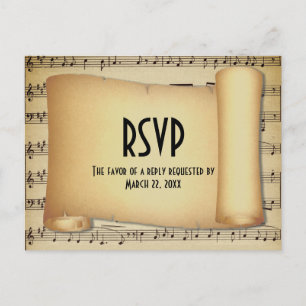 Sheet Music RSVP Dinner Choices Postcard