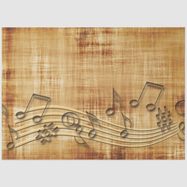 Sheet Music Rustic Gold Background Decoupage (Front)