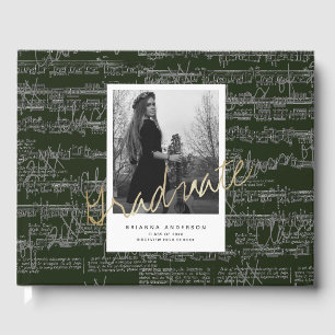Sheet Music Script Green Graduation Guest Book