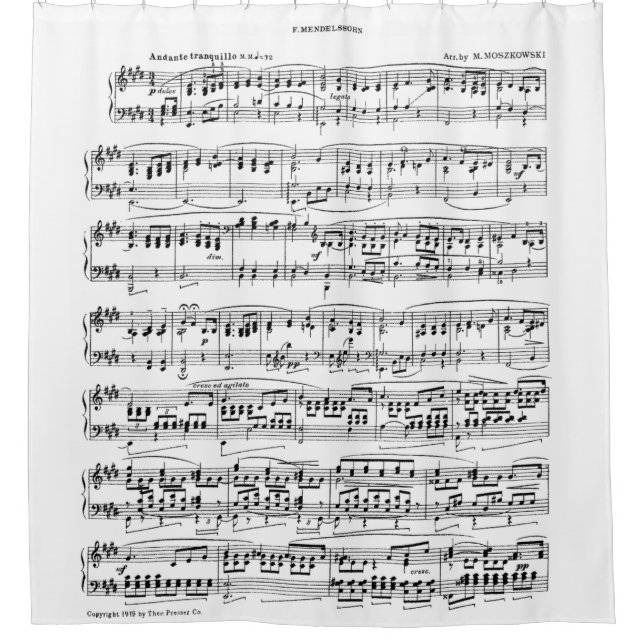 Sheet Music Shower Curtain (Front)
