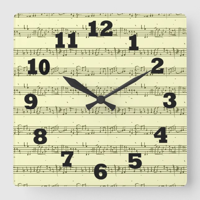 sheet music square wall clock (Front)