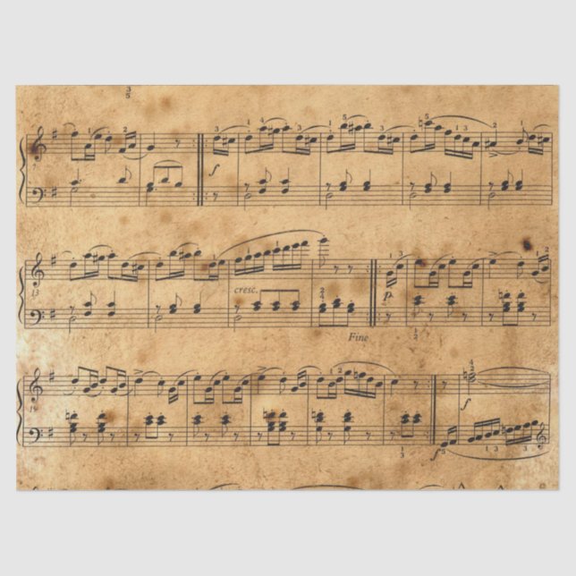 Sheet Music Vintage Parchment Background Decoupage (Front)