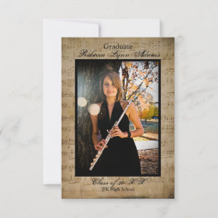 Sheet Music w/Photos - 3x5Graduation Announcement