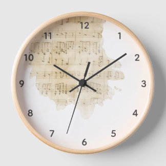 Sheet Music Watercolor Vintage  Clock