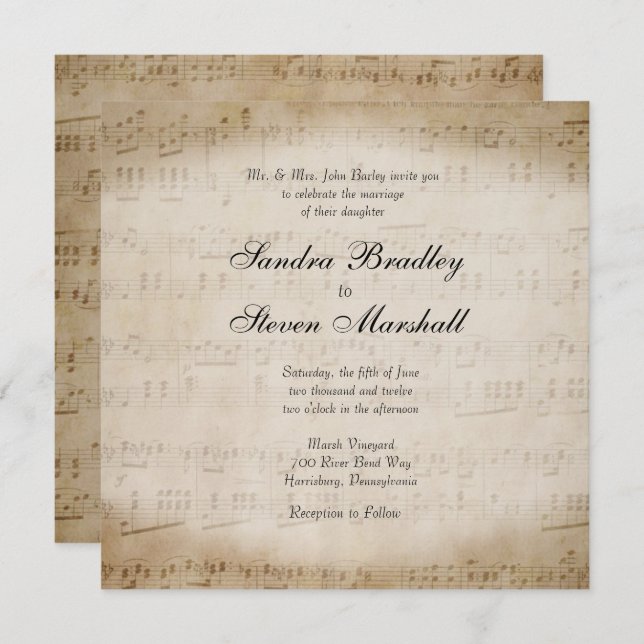 Sheet Music Wedding Invitation (Front/Back)