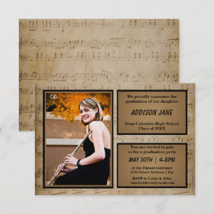 Sheet Music with Photo - 3x5 Grad Announcement