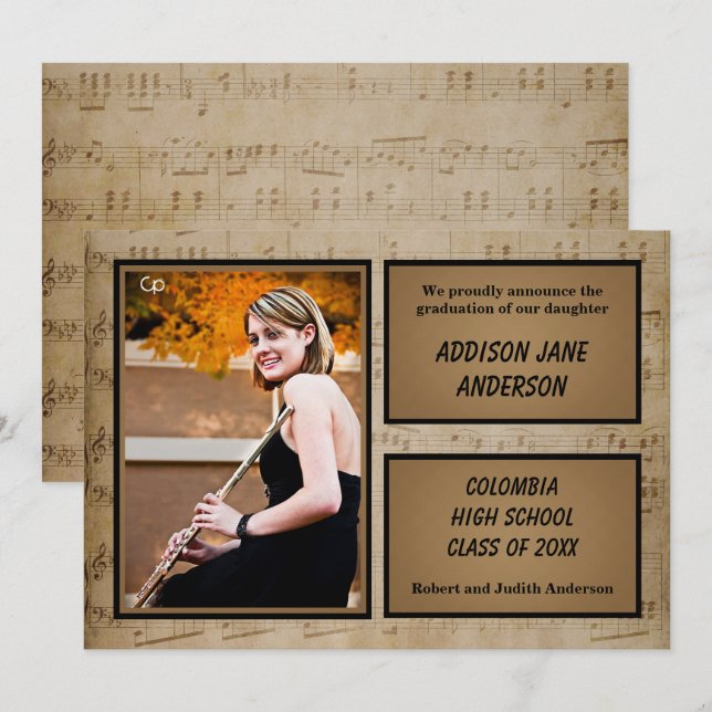 Sheet Music with Photo - Grad Faire-part (Devant / Derrière)