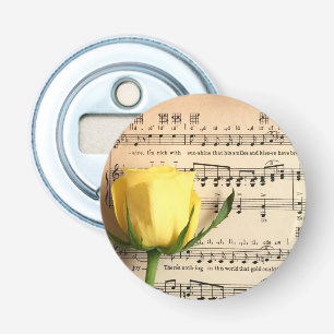 Sheet Music Yellow Rose Bottle Opener