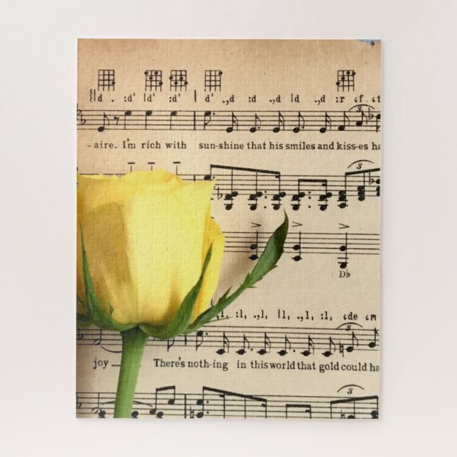Sheet Music Yellow Rose Jigsaw Puzzle (Vertical)