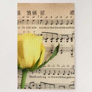 Sheet Music Yellow Rose Jigsaw Puzzle