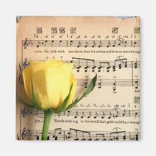 Sheet Music Yellow Rose Magnet