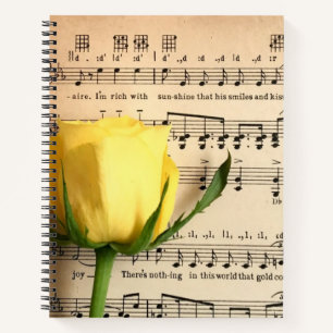 Sheet Music Yellow Rose Notebook