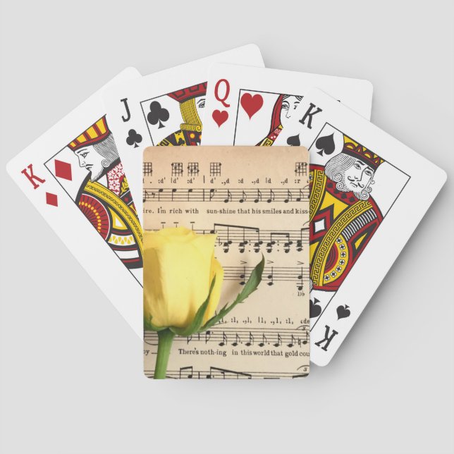 Sheet Music Yellow Rose Playing Cards (Back)