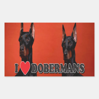 Sheet of 4 -  I Love Doberman Stickers