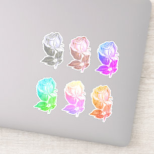 Sheet of 6 A Simple Rose Sketch drawing die-cut