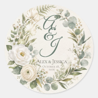 Sheet:Personalized Botanical Watercolor Envelope Classic Round Sticker