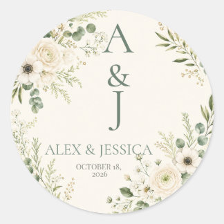 Sheet:Personalized Botanical Wedding Initials Seal