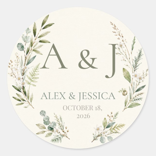 Sheet:Personalized Botanical Wedding Seal (Front)