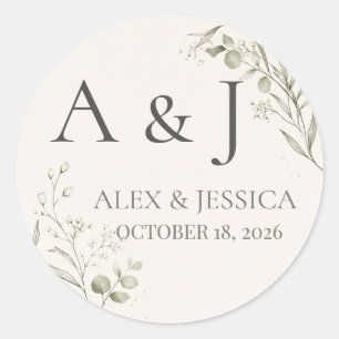 Sheet:Personalized Minimalist Wedding Envelope Classic Round Sticker
