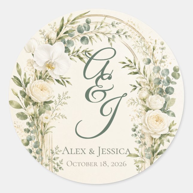 Sheet:Personalized Modern Botanical Wedding Seal (Front)