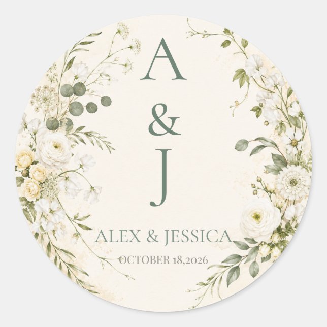 Sheet:Personalized Stylish Botanical Wedding Seal (Front)