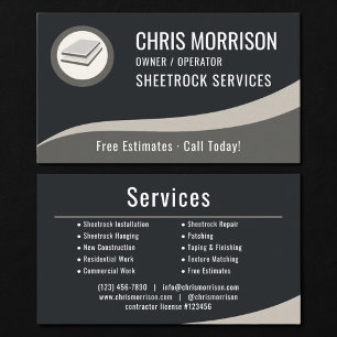 Sheetrock Services Professional Business Card