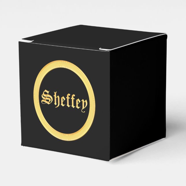 Sheffey Fonts - Black and Gold Monogram Favor Box (Front Side)