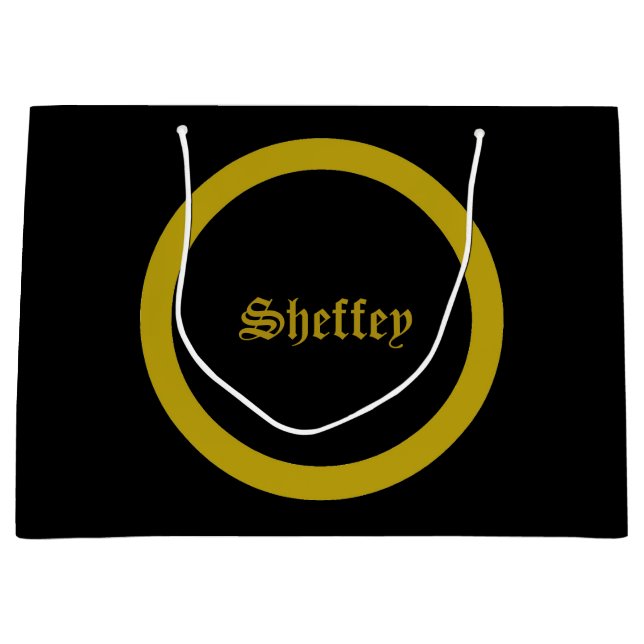 Sheffey Fonts - Black and Gold Monogram Large Gift Large Gift Bag (Front)