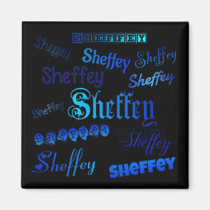 Sheffey Fonts - Blue on Black magnet