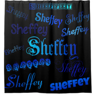 Sheffey Fonts - Shades of Blue on Black shower