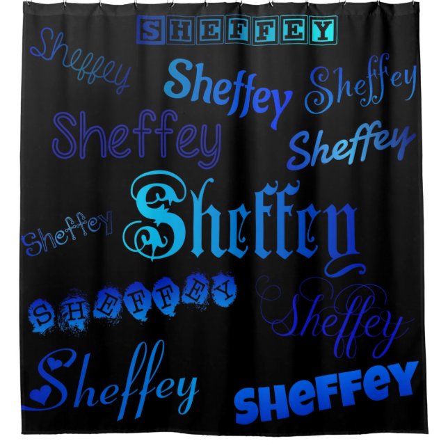Sheffey Fonts - Shades of Blue on Black shower (Front)