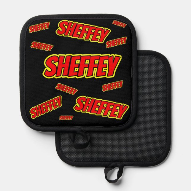 Sheffey Red Comic Font Pot Holder (Front/Back)