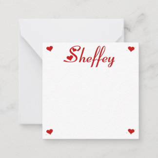 Sheffey with two red hearts  card