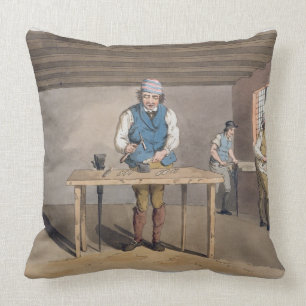 Sheffield Cutler, from `Costume of Yorkshire' engr Throw Pillow