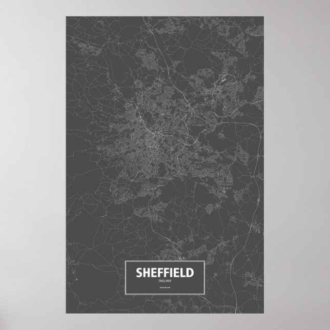 Sheffield, England (white on black) Poster (Front)